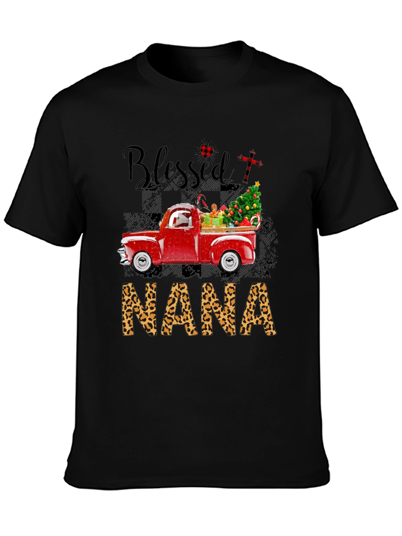 Blessed Nana Leopard Print Christmas Truck T-Shirt