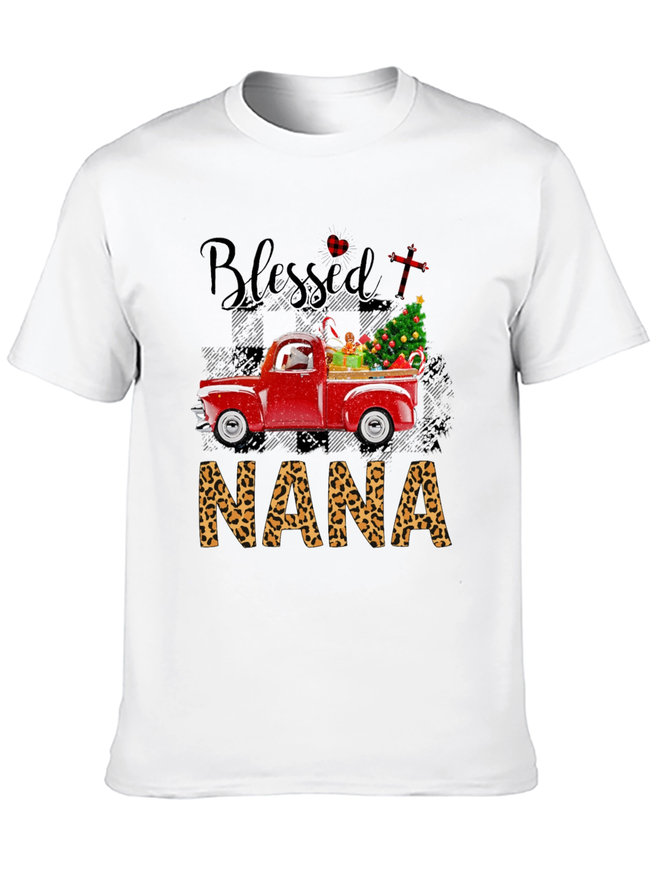 Blessed Nana Leopard Print Christmas Truck T-Shirt