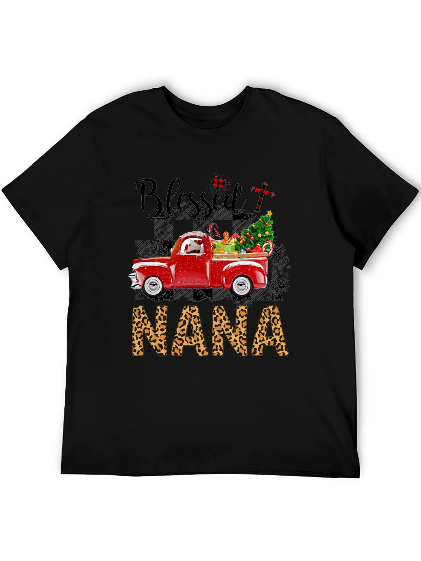 Blessed Nana Leopard Print Christmas Truck T-Shirt
