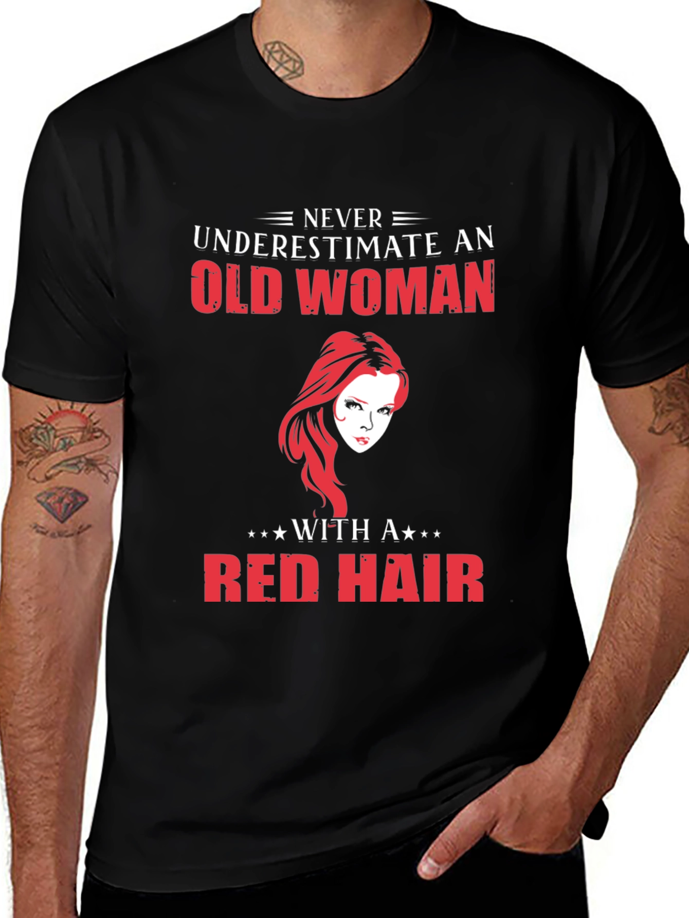Never Underestimate Old Woman Red Hair T-Shirt