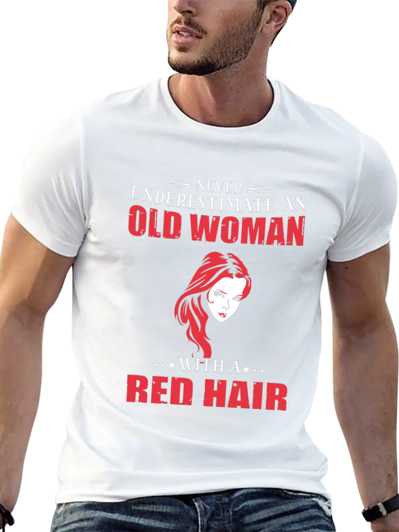 Never Underestimate Old Woman Red Hair T-Shirt