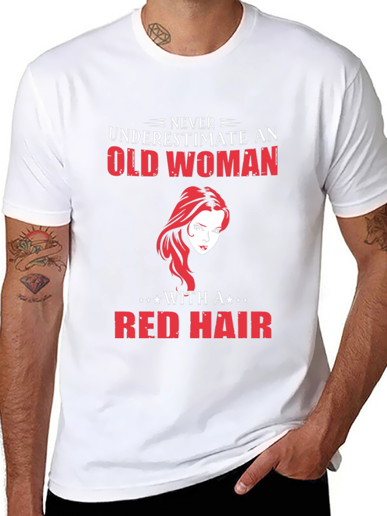 Never Underestimate Old Woman Red Hair T-Shirt
