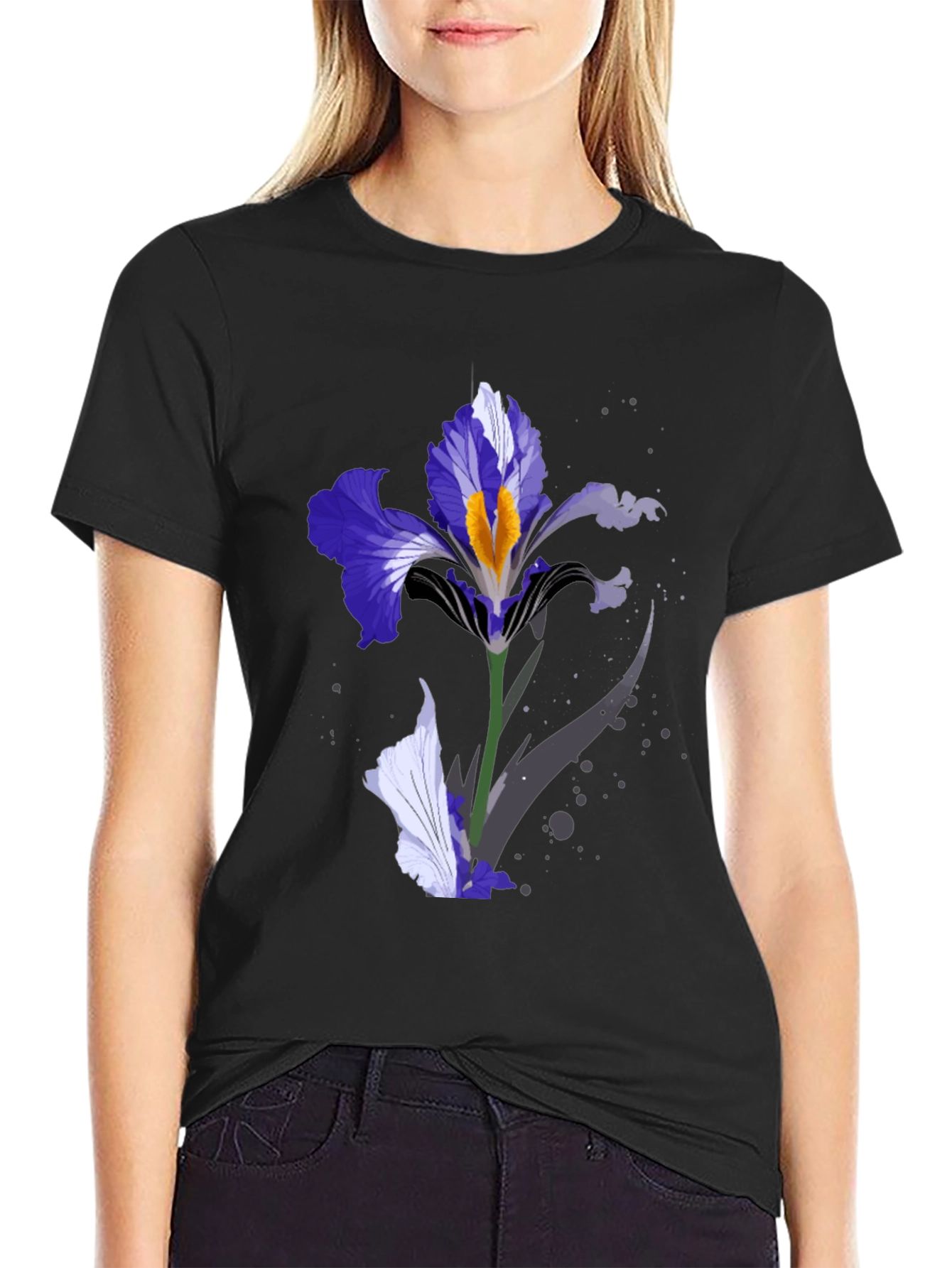 Floral Iris T-Shirt - Black