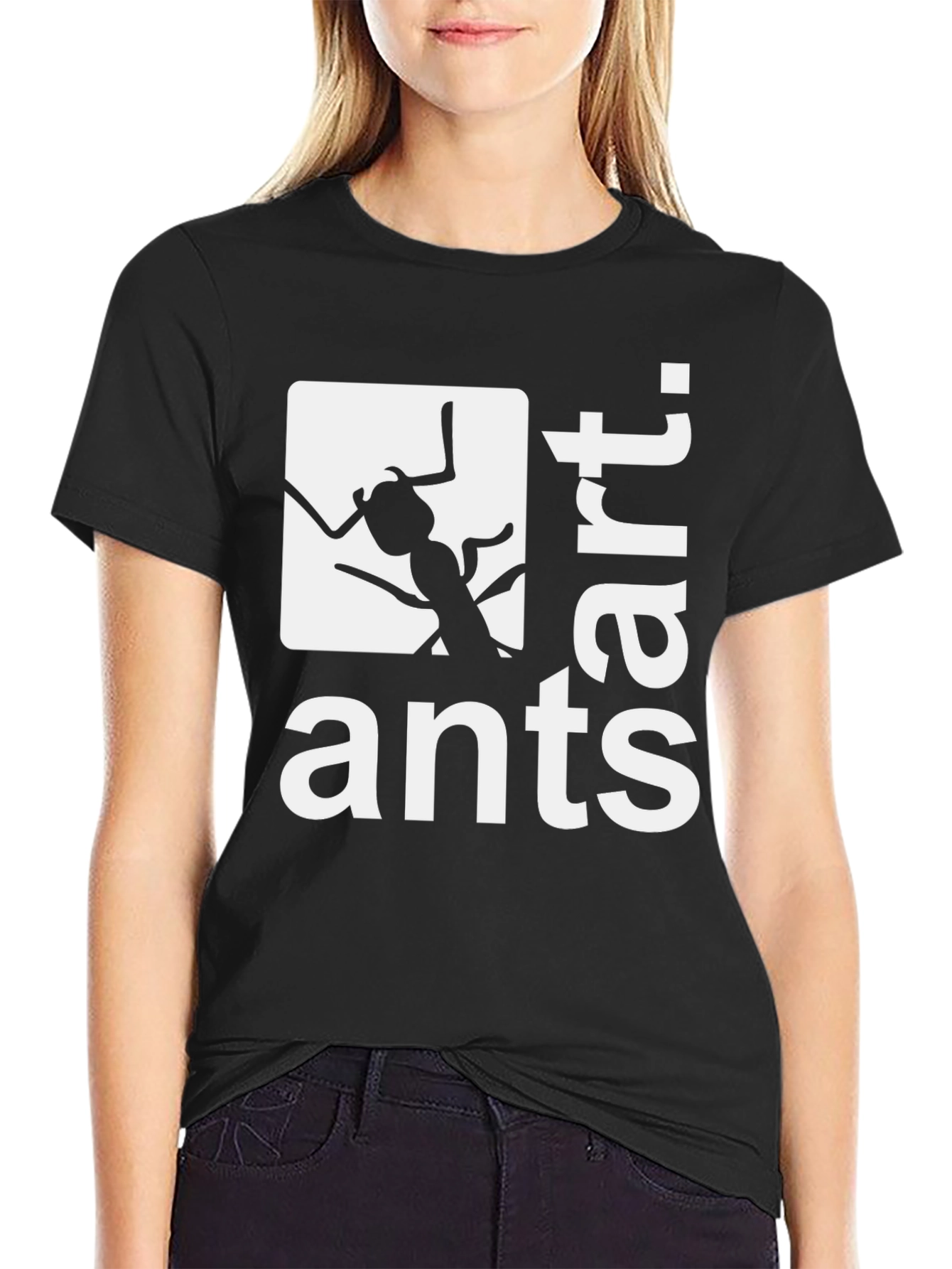 Ants Art Graphic Tee - Stylish Black Cotton T-Shirt
