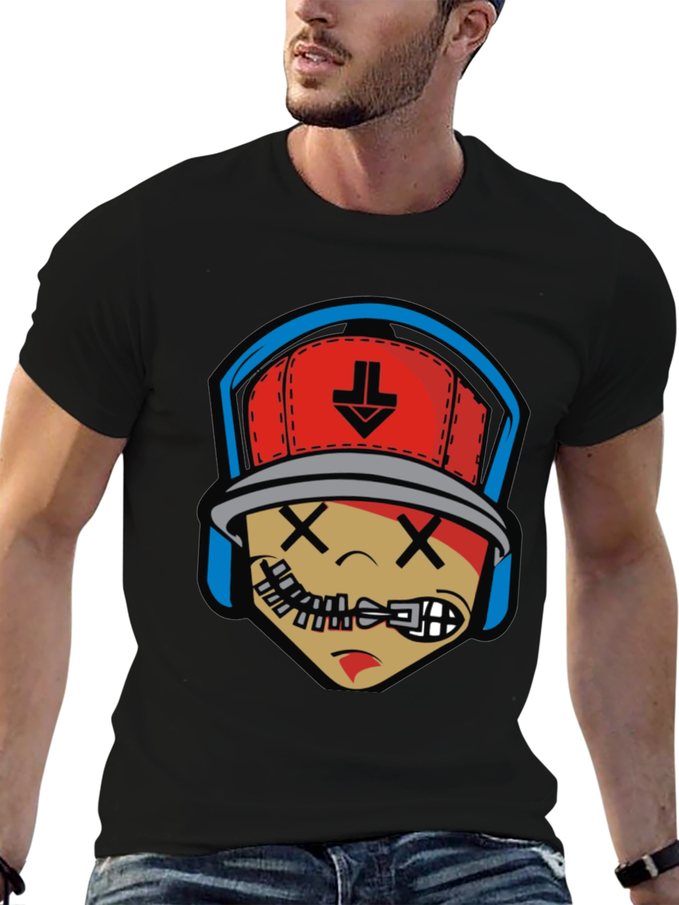 Cartoon Character Graphic Print Black T-Shirt