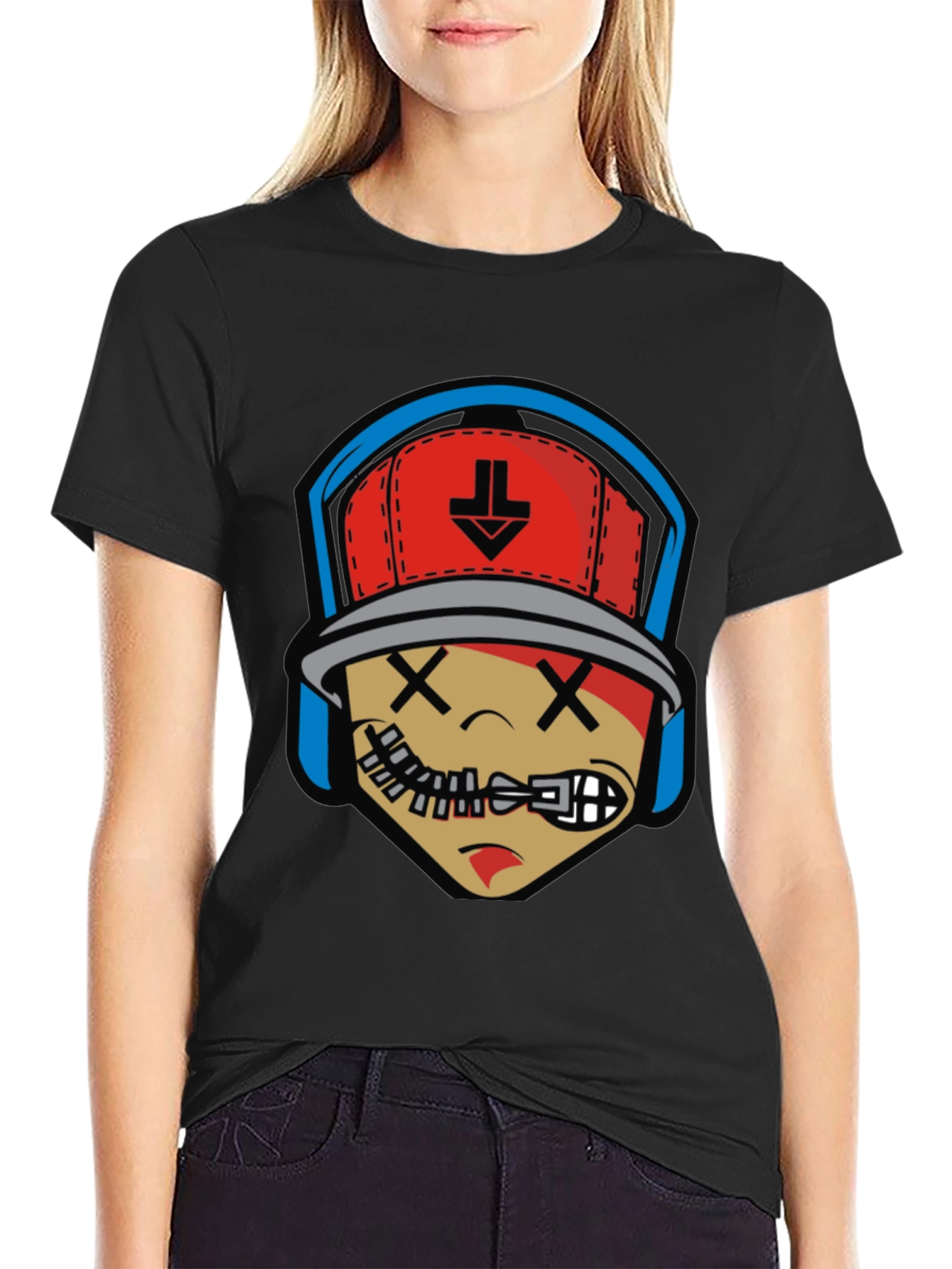 Cartoon Character Graphic Print Black T-Shirt