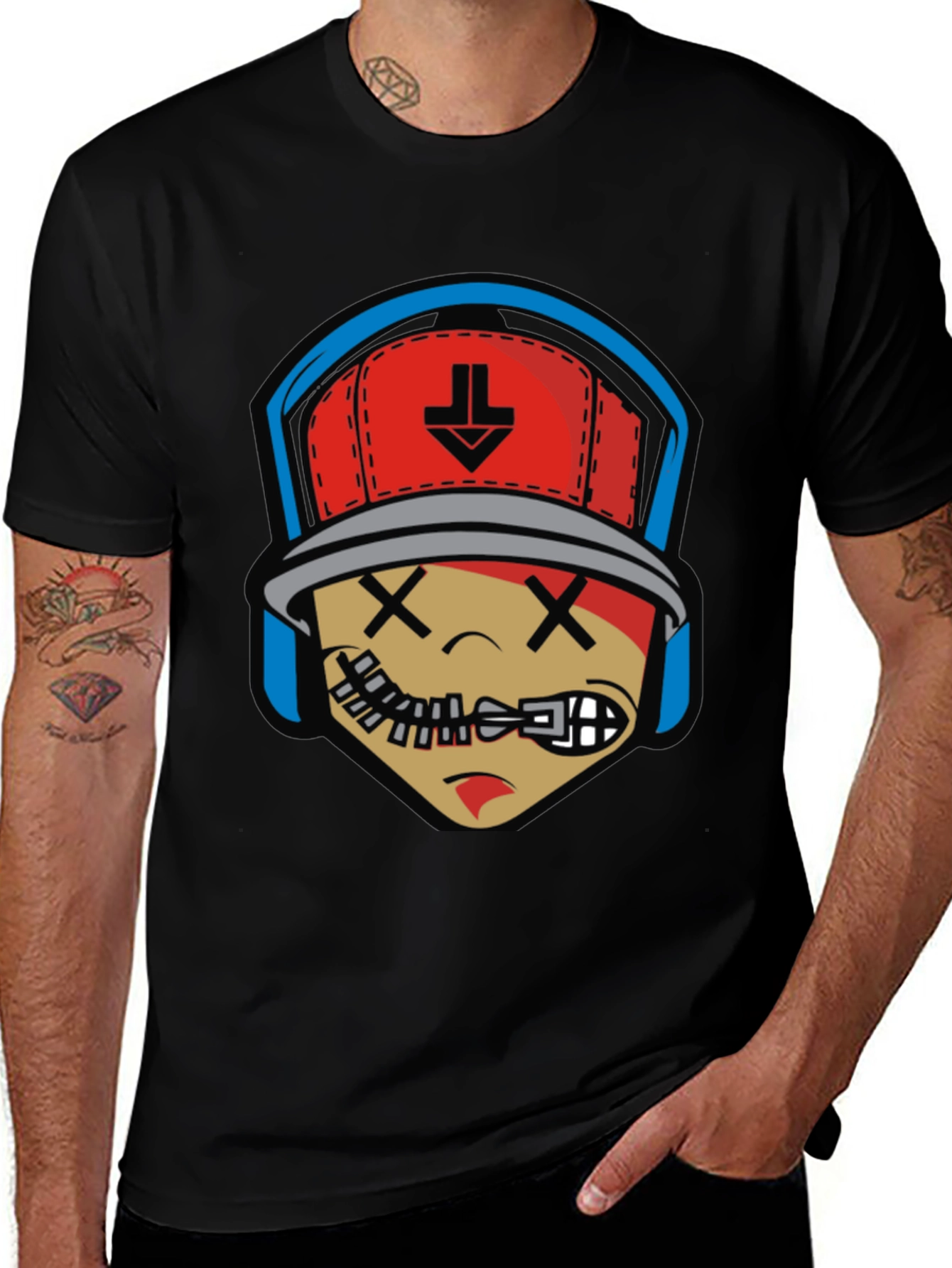 Cartoon Character Graphic Print Black T-Shirt
