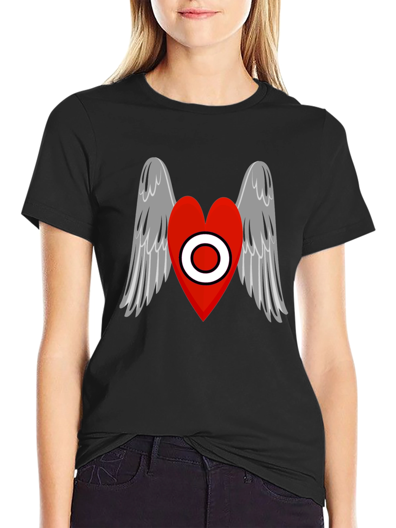 Heart Wings Graphic Tee - Black