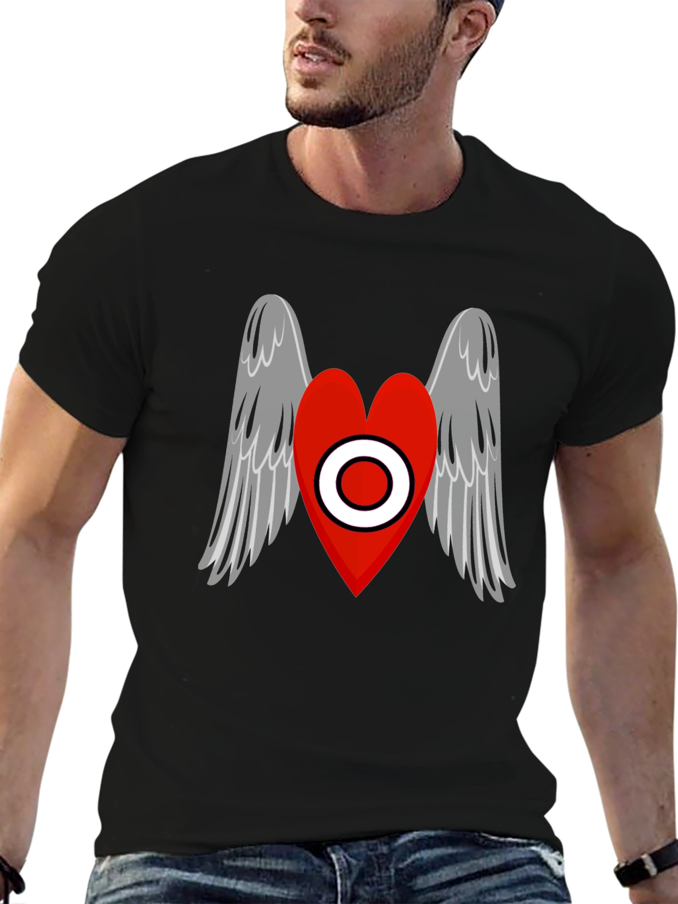 Heart Wings Graphic Tee - Black