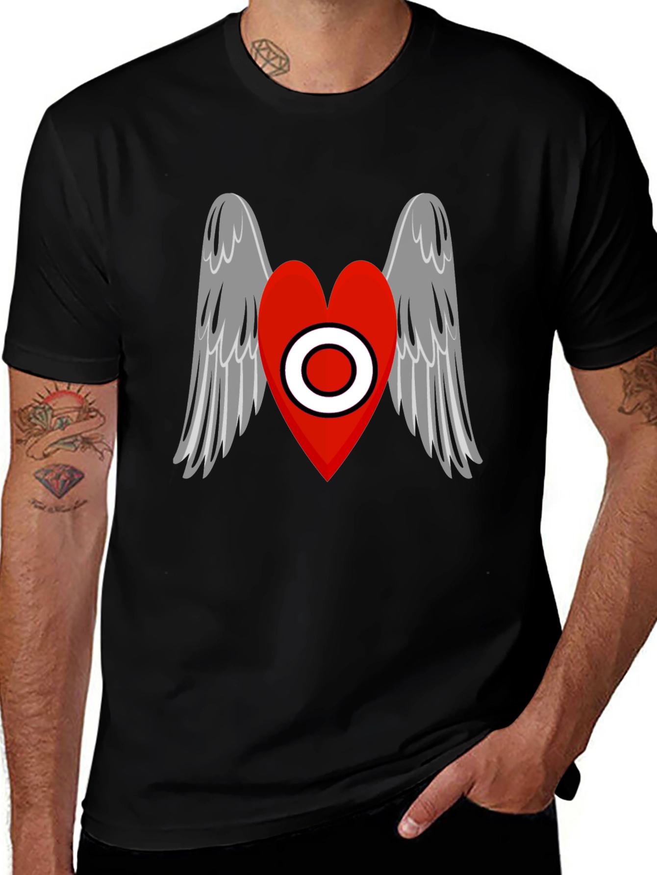 Heart Wings Graphic Tee - Black