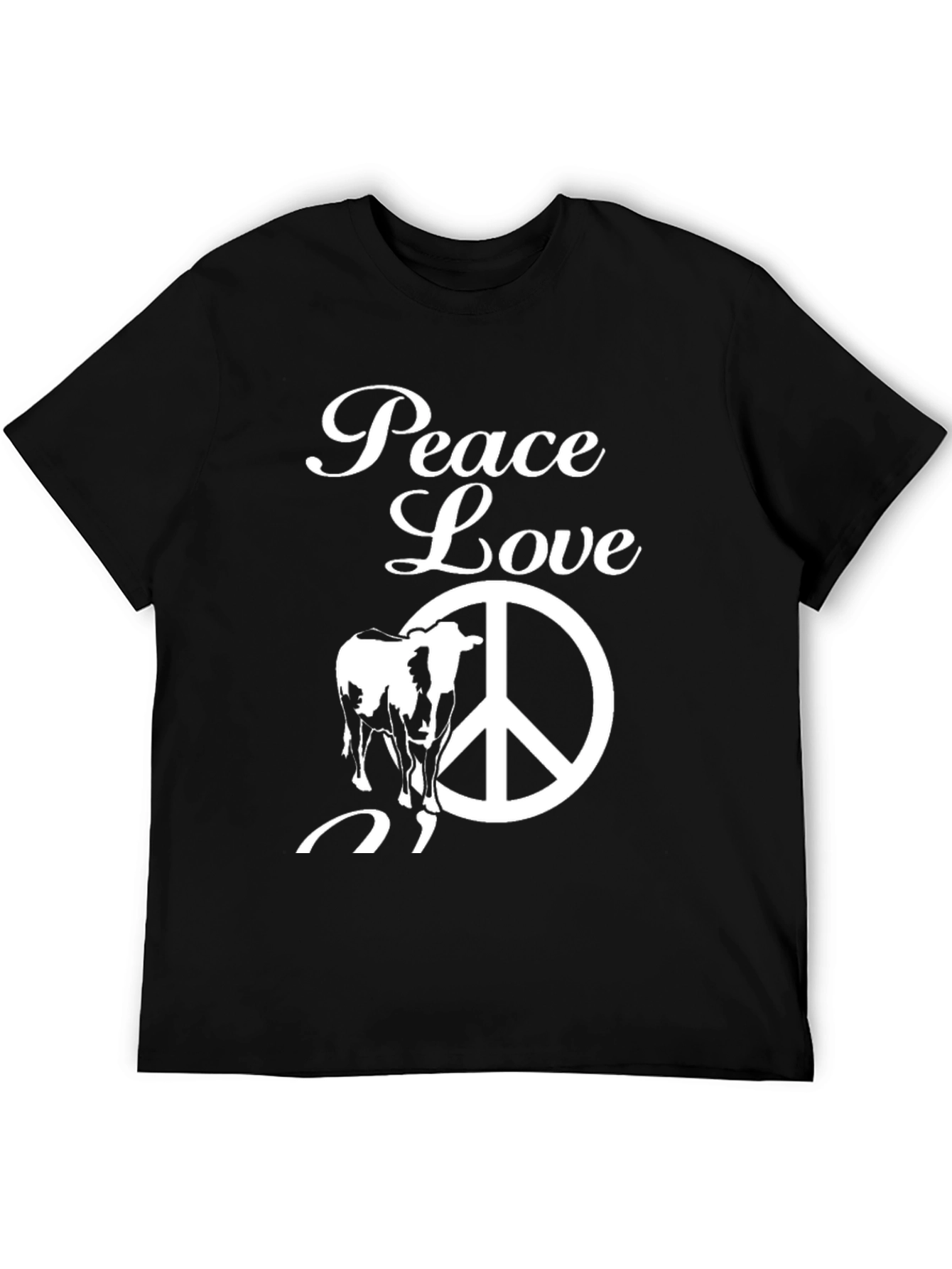 Peace Love Cow T-Shirt - Black Graphic Tee
