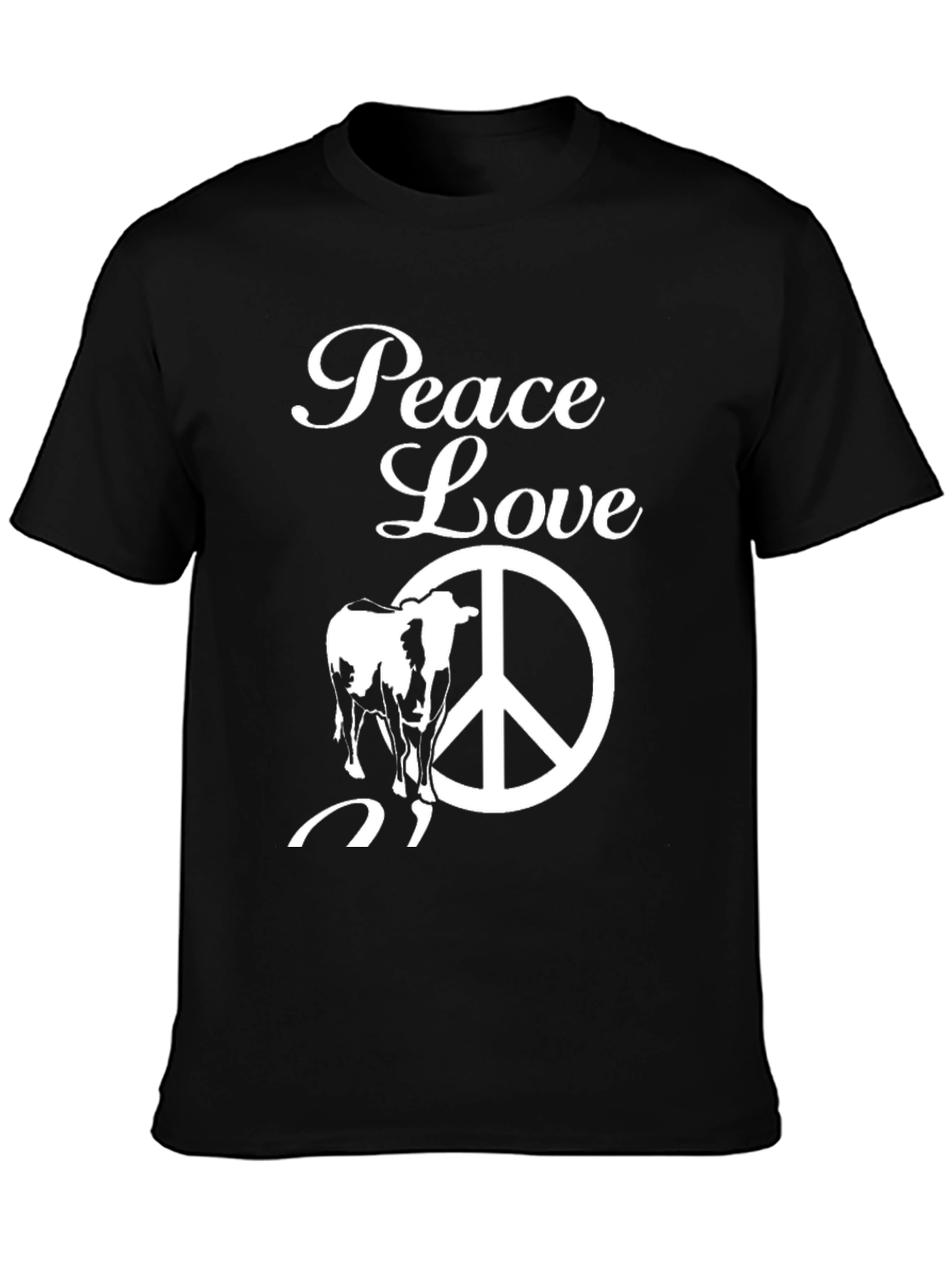 Peace Love Cow T-Shirt - Black Graphic Tee
