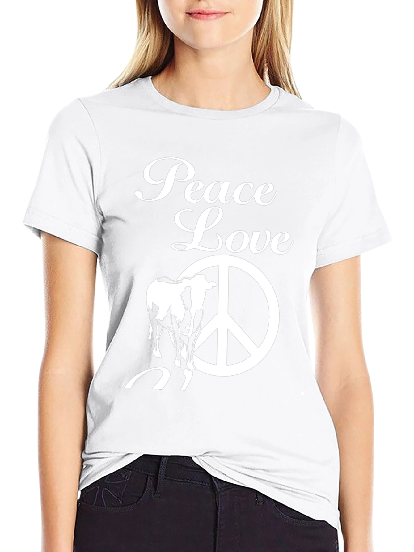 Peace Love Cow T-Shirt - Black Graphic Tee