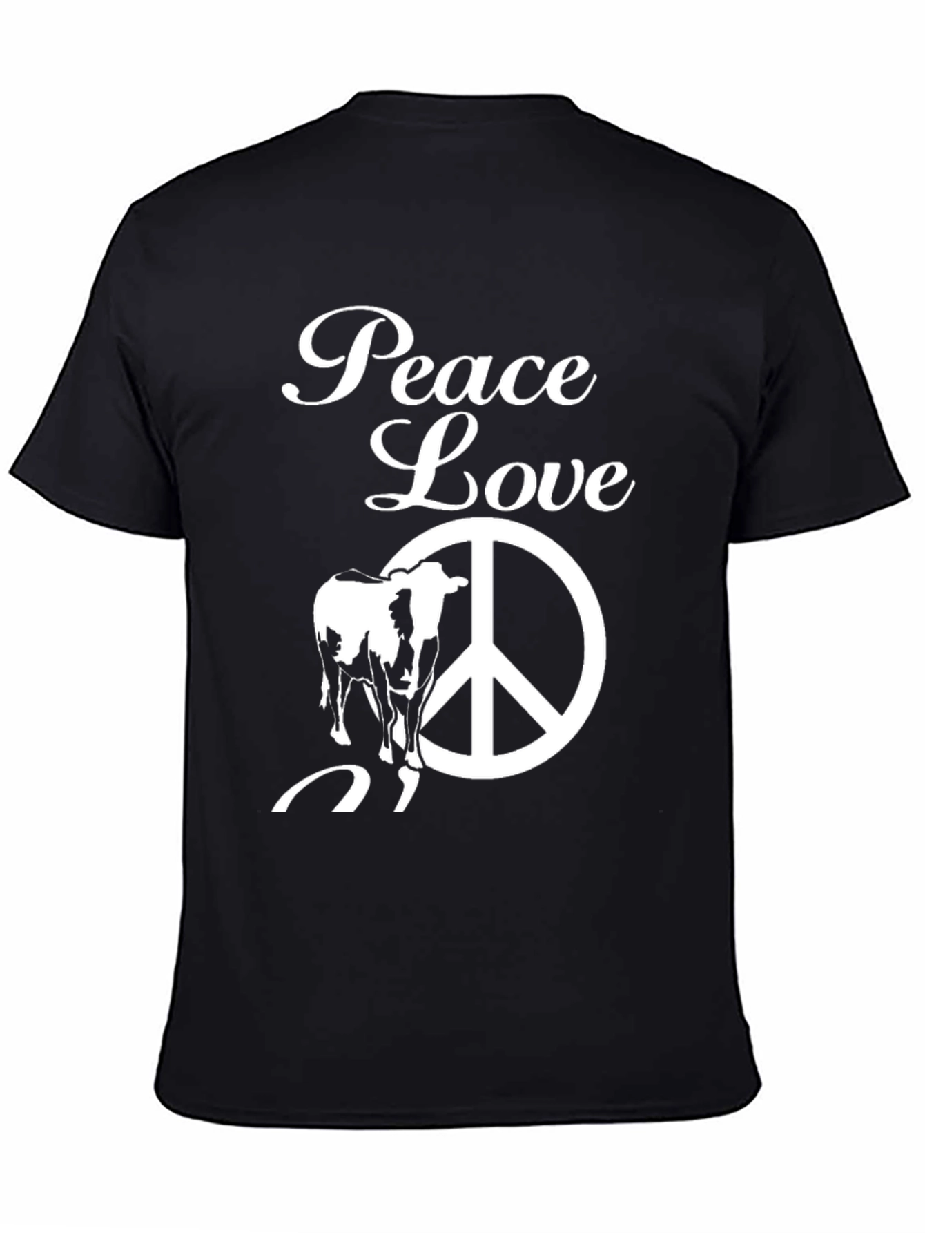 Peace Love Cow T-Shirt - Black Graphic Tee