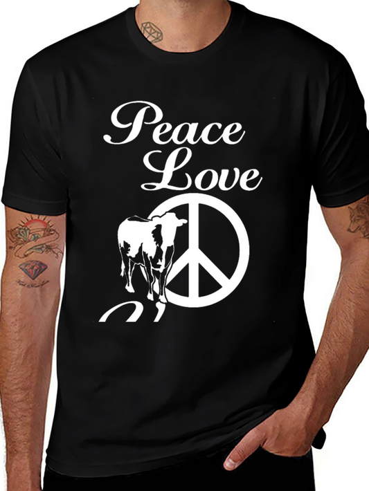 Peace Love Cow T-Shirt - Black Graphic Tee