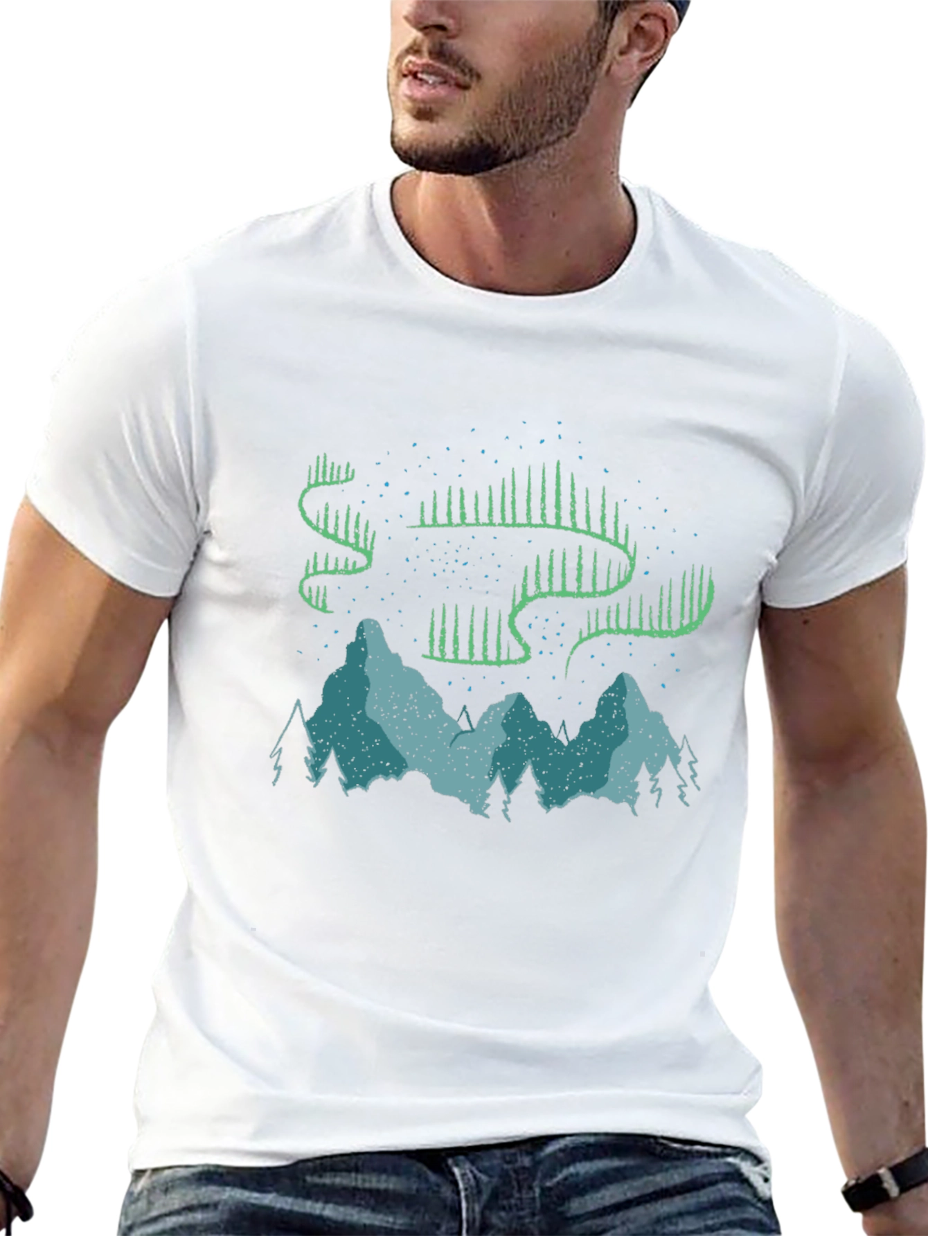 Aurora Borealis Graphic T-Shirt - Mountain Scene