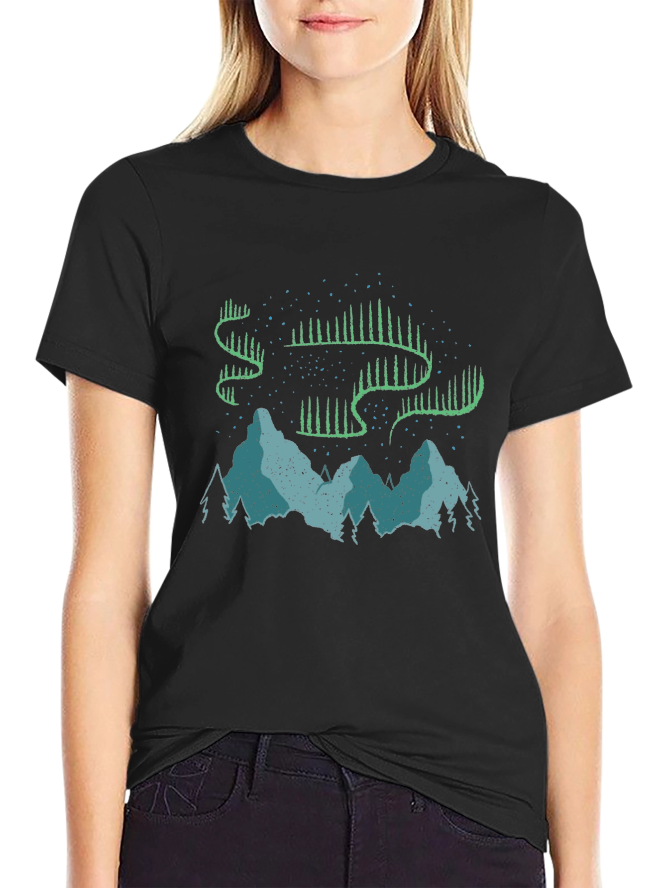 Aurora Borealis Graphic T-Shirt - Mountain Scene