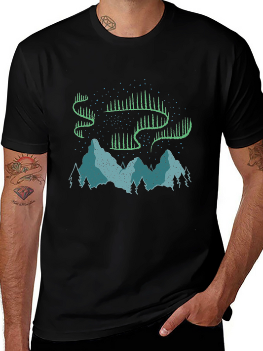 Aurora Borealis Graphic T-Shirt - Mountain Scene