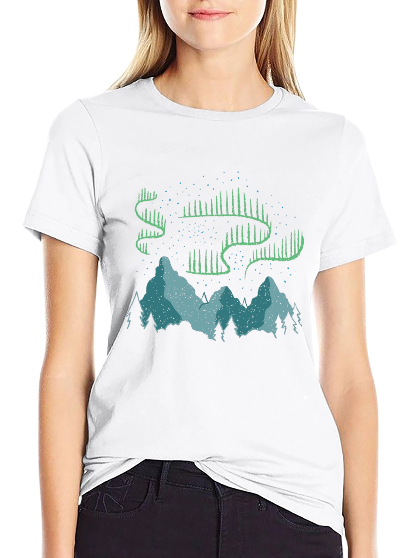 Aurora Borealis Graphic T-Shirt - Mountain Scene