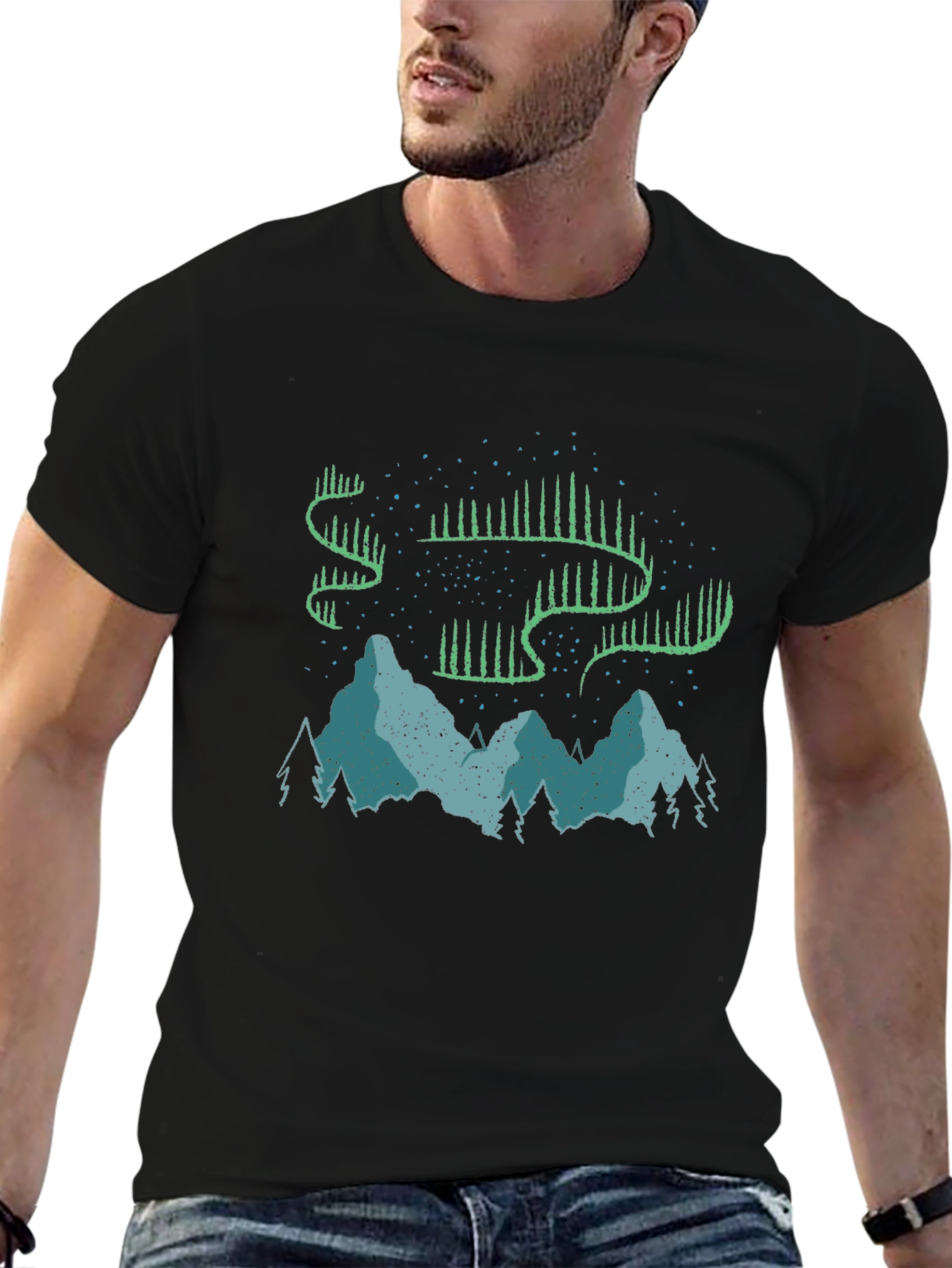 Aurora Borealis Graphic T-Shirt - Mountain Scene