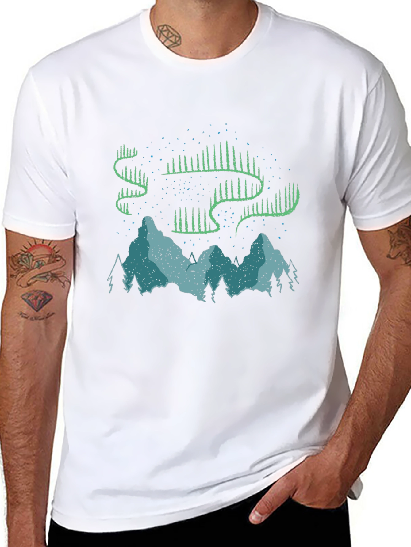 Aurora Borealis Graphic T-Shirt - Mountain Scene