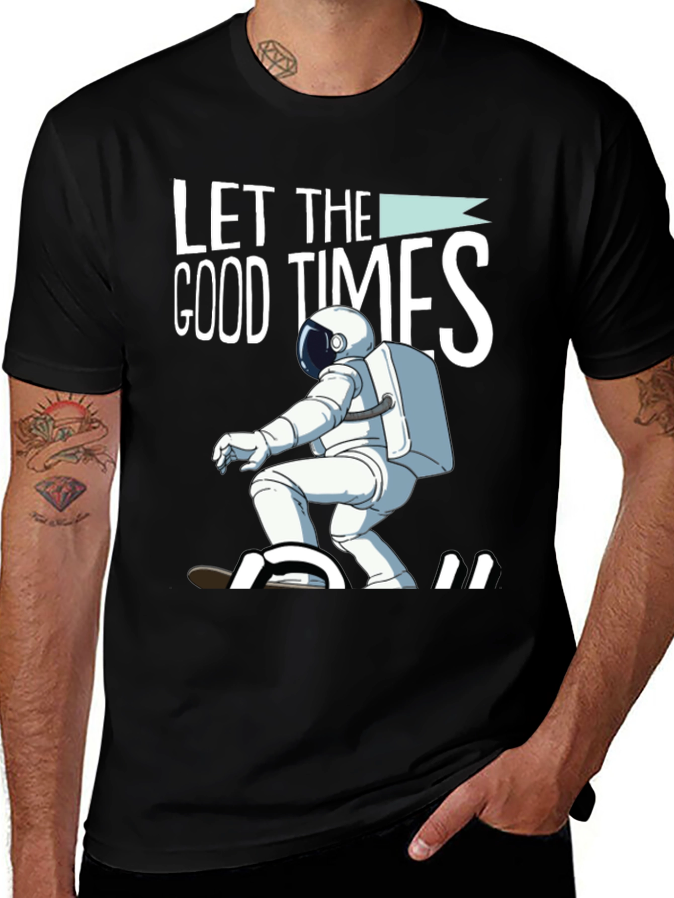 Let The Good Times Roll T-Shirt Astronaut Skateboarding