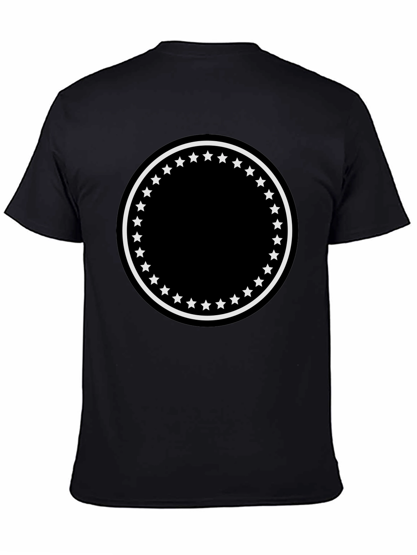 Mens Black T-Shirt with Star Circle Design