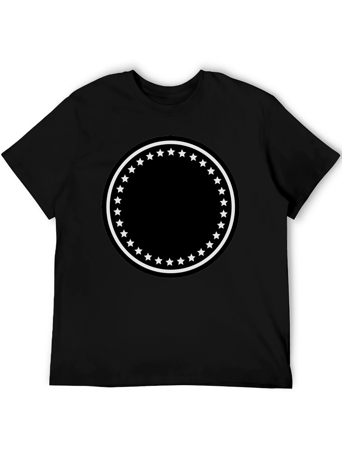 Mens Black T-Shirt with Star Circle Design