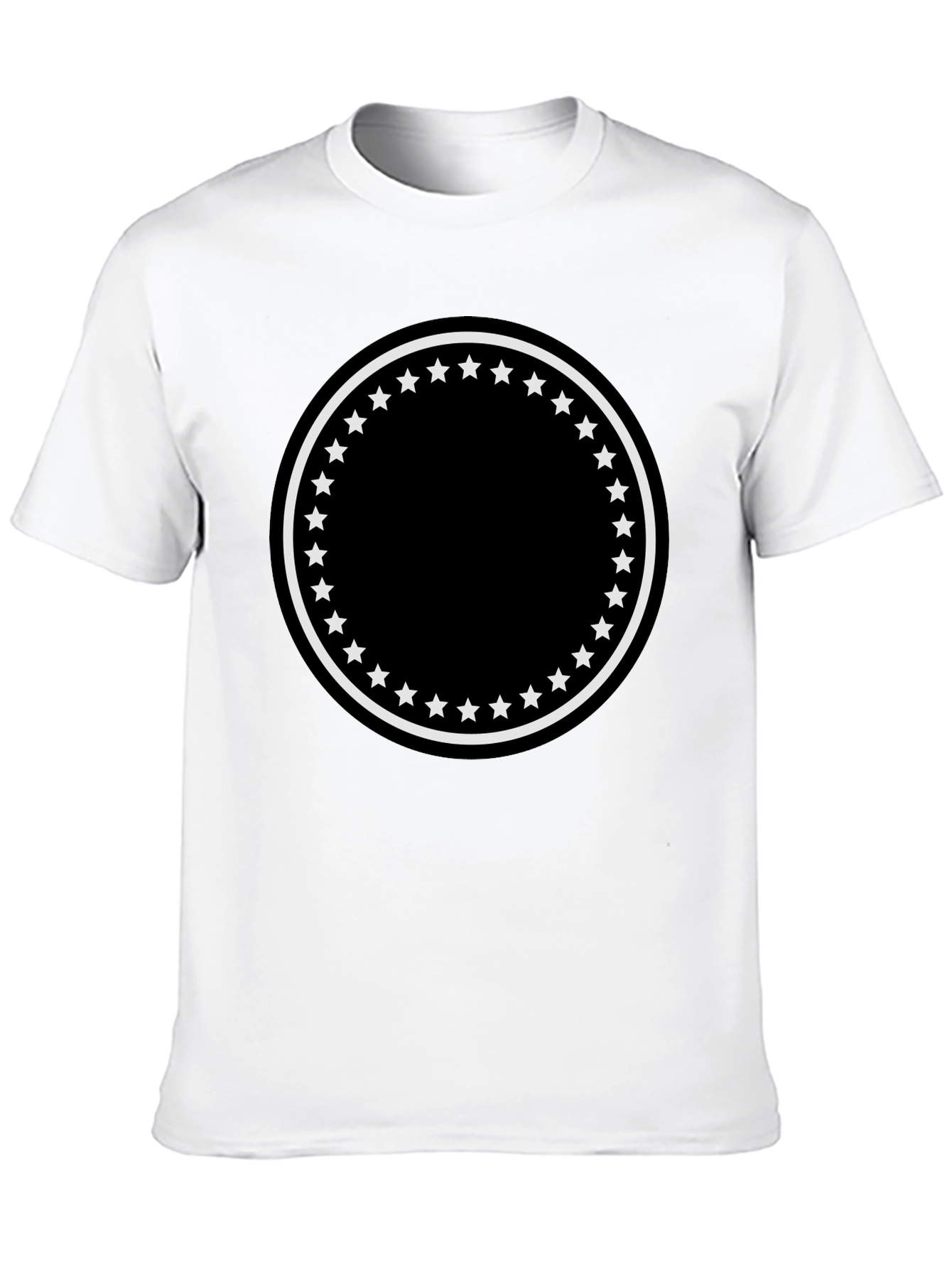 Mens Black T-Shirt with Star Circle Design