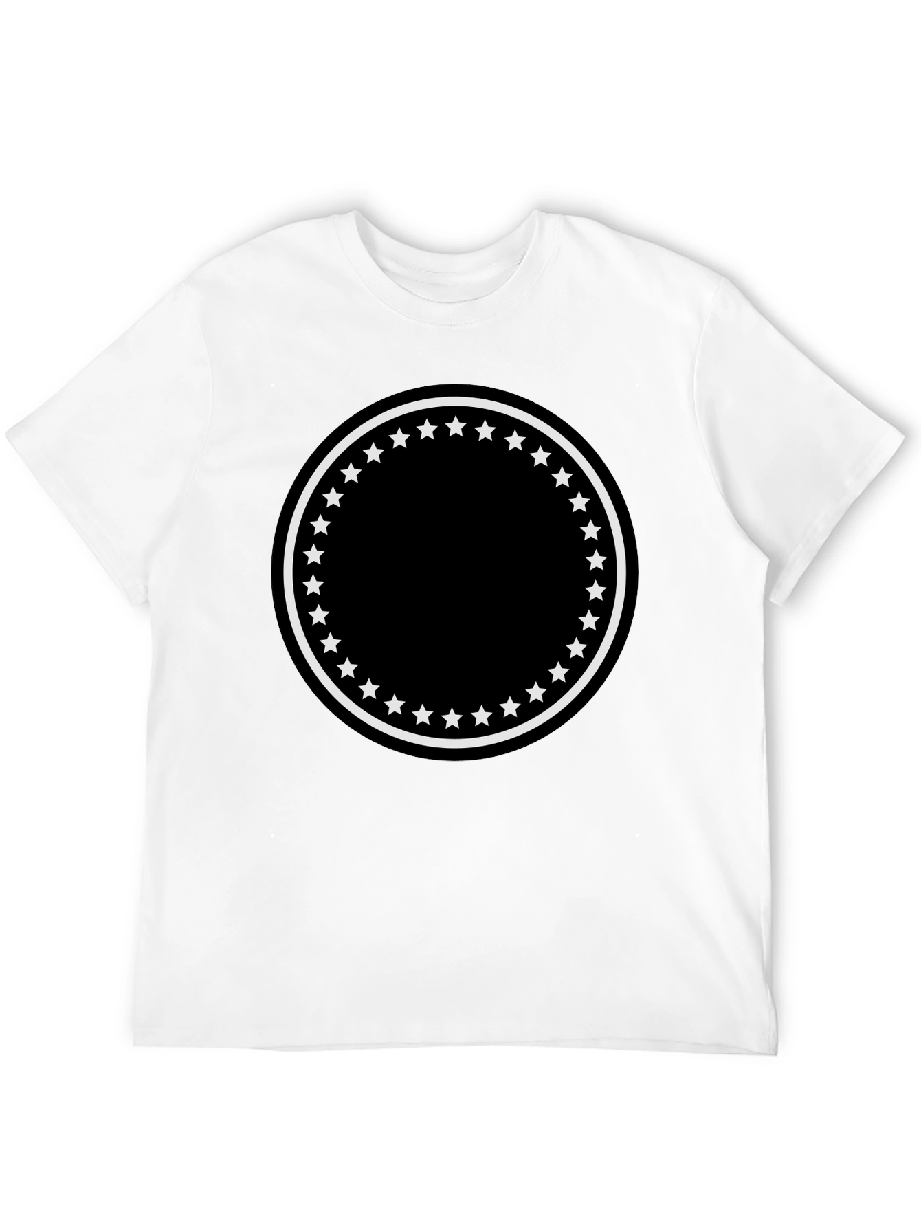 Mens Black T-Shirt with Star Circle Design