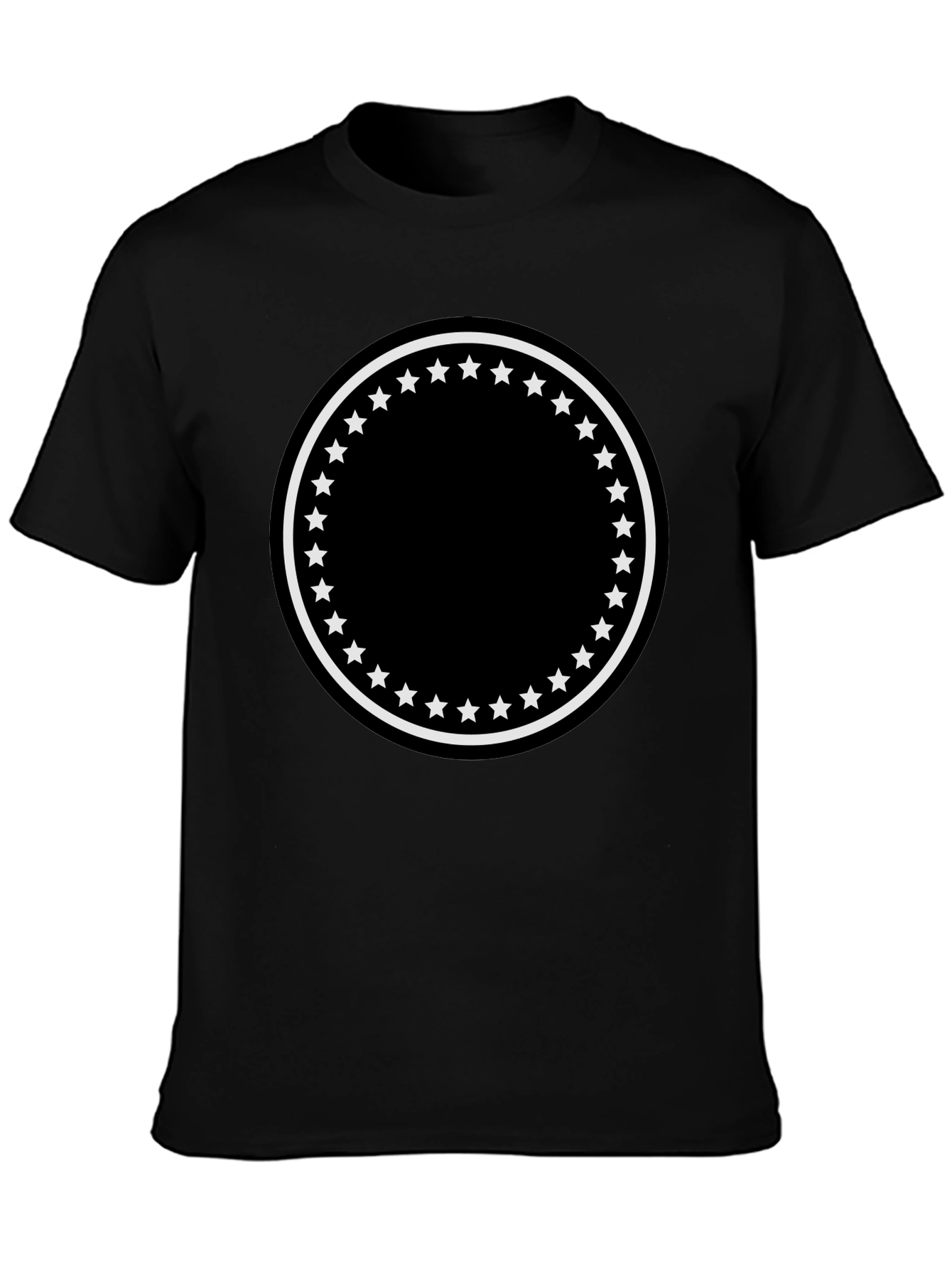 Mens Black T-Shirt with Star Circle Design