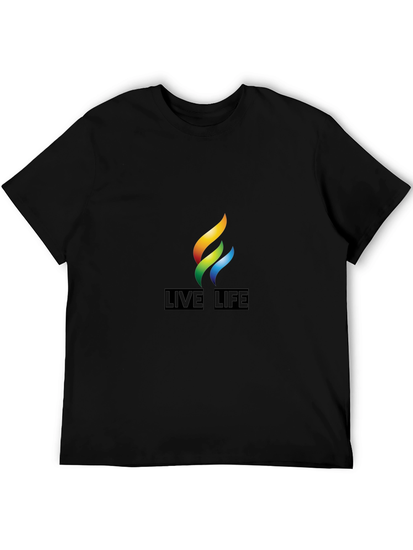 Live Life Rainbow Flame Graphic Tee