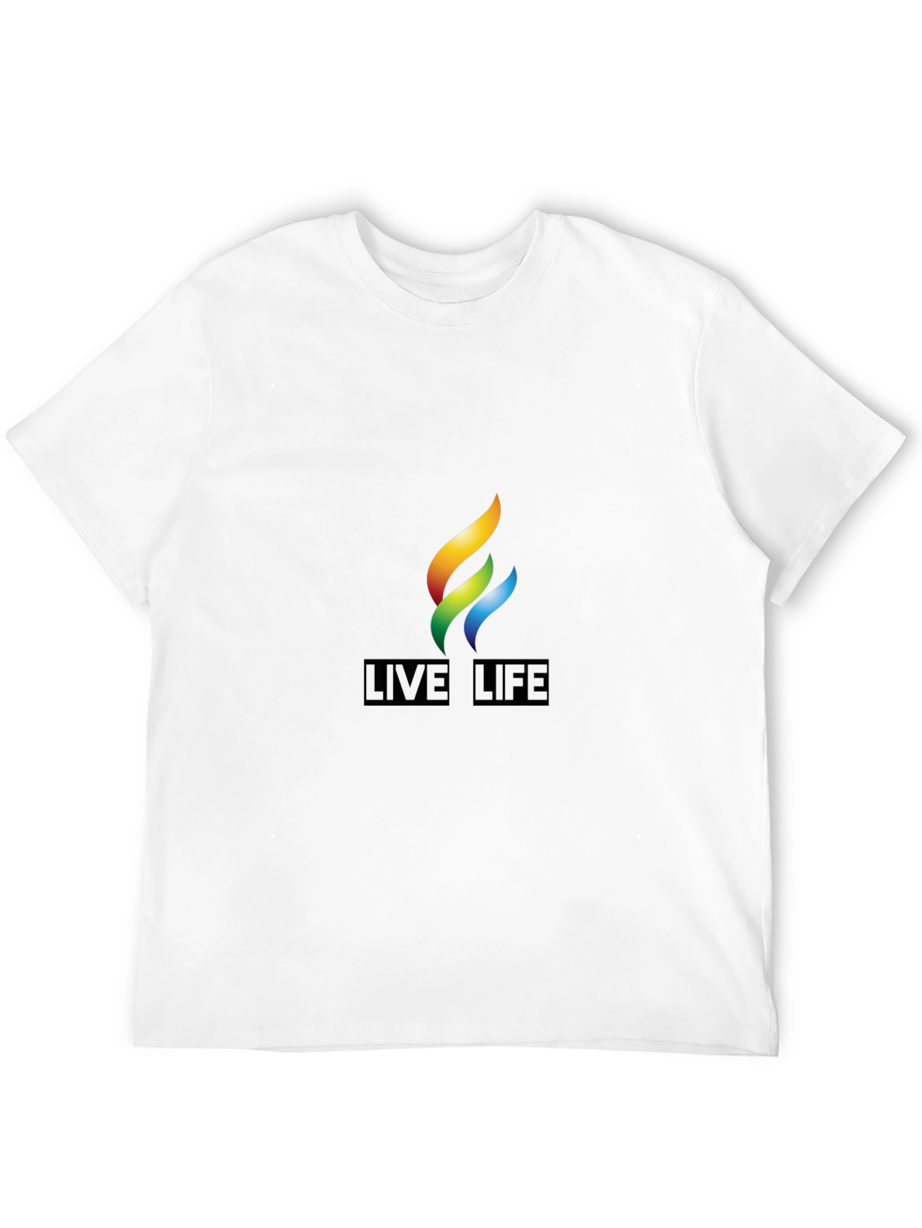 Live Life Rainbow Flame Graphic Tee