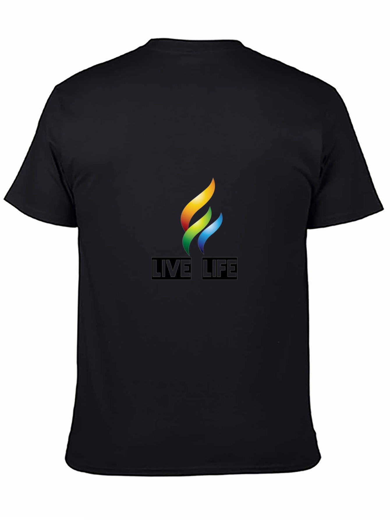 Live Life Rainbow Flame Graphic Tee