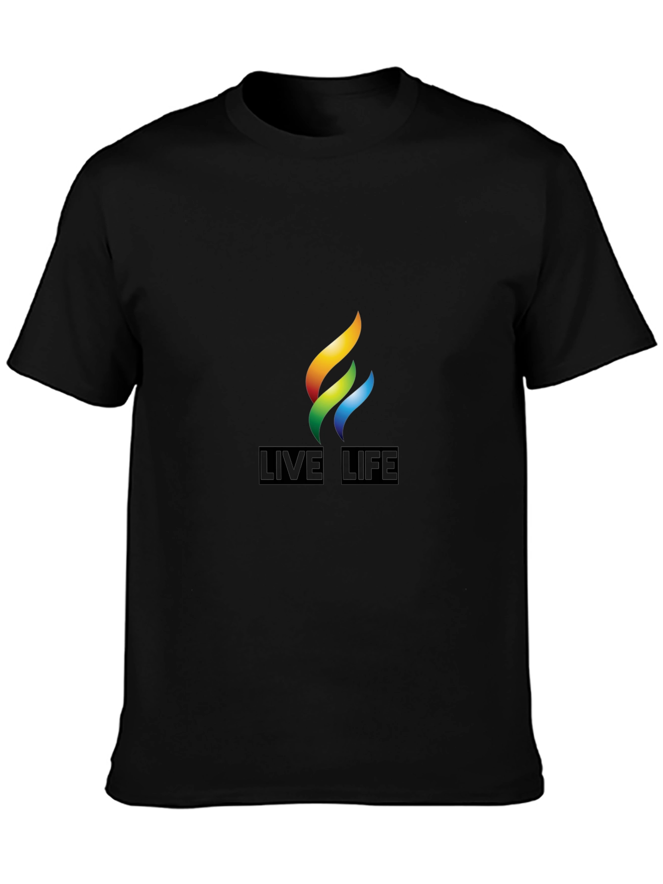 Live Life Rainbow Flame Graphic Tee