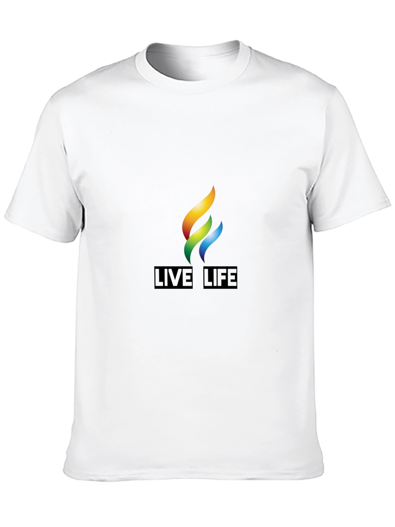 Live Life Rainbow Flame Graphic Tee