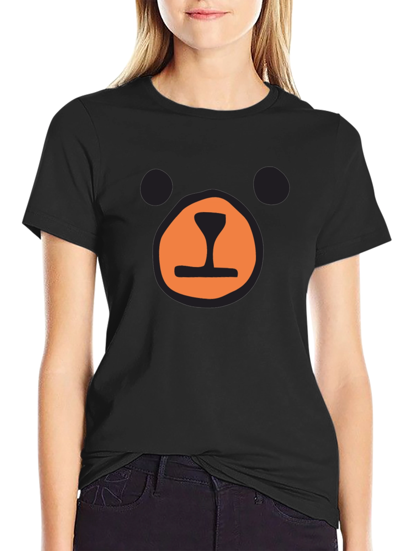 Black Bear Face Graphic T-Shirt