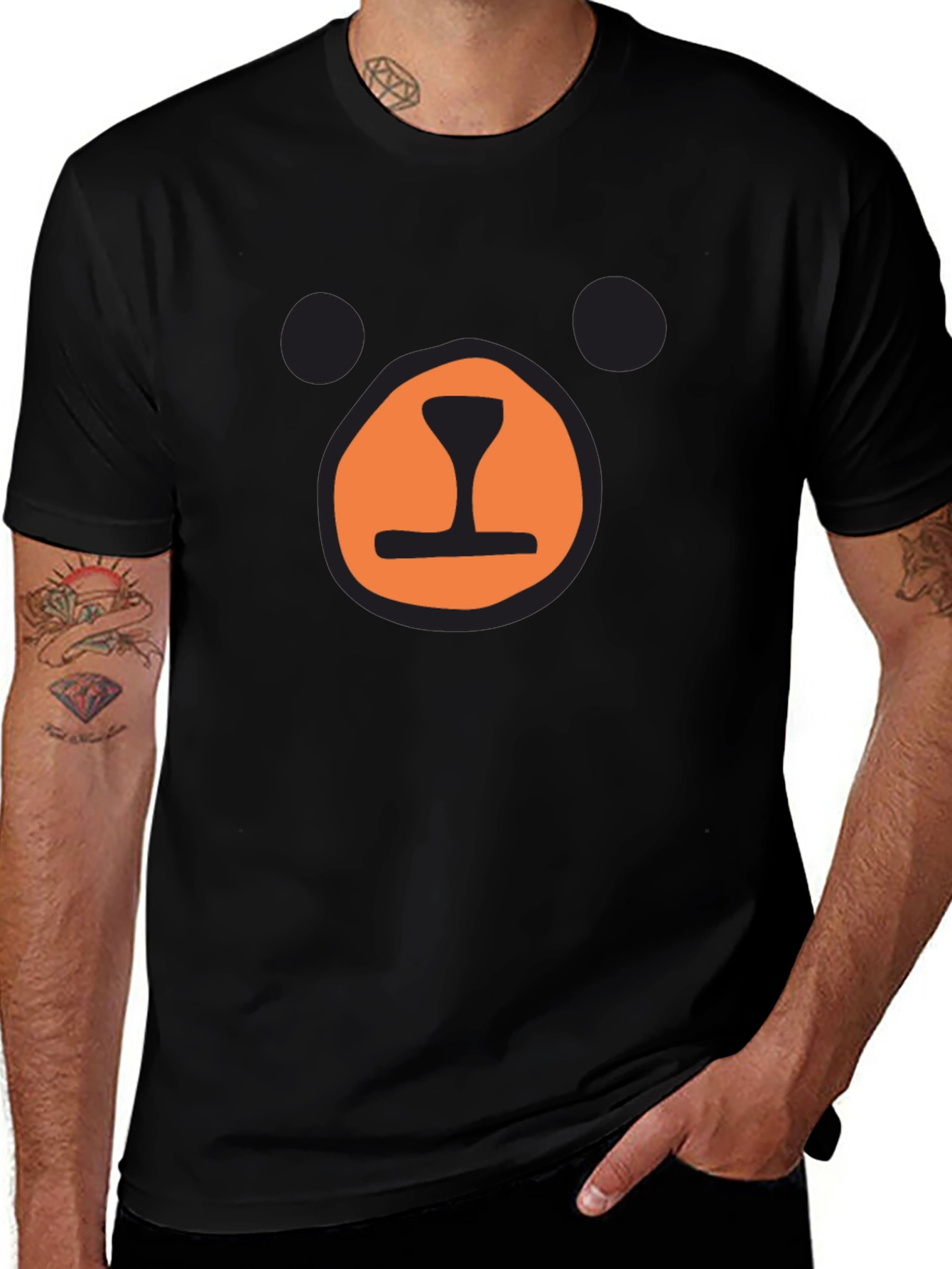 Black Bear Face Graphic T-Shirt