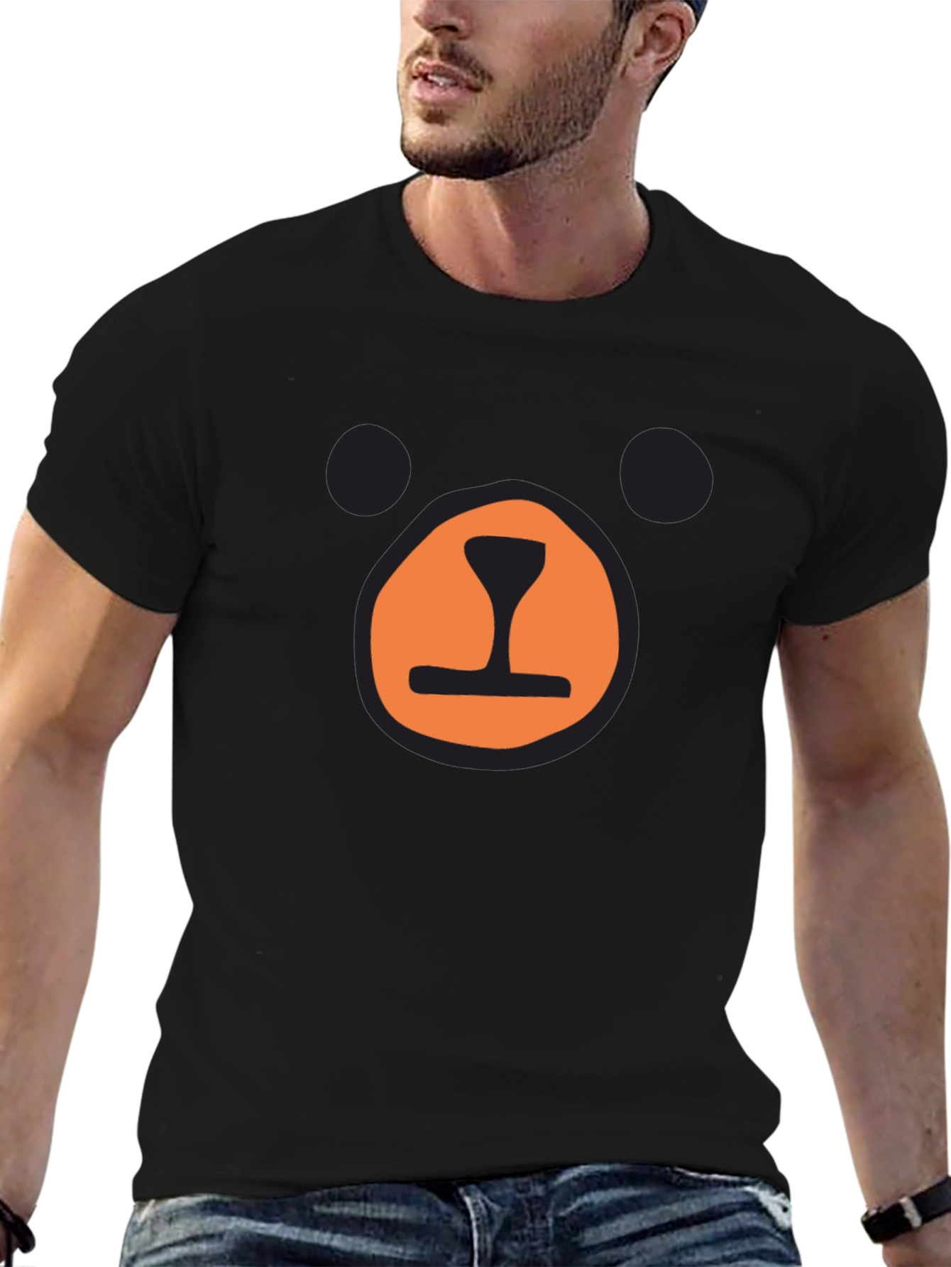 Black Bear Face Graphic T-Shirt