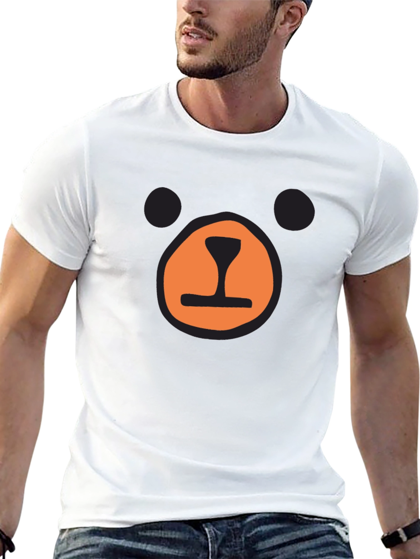 Black Bear Face Graphic T-Shirt