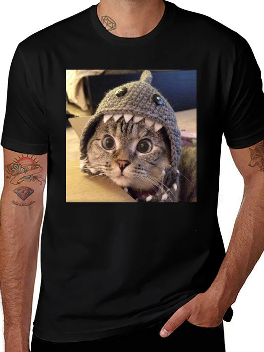 Funny Cat in Shark Hat T-Shirt