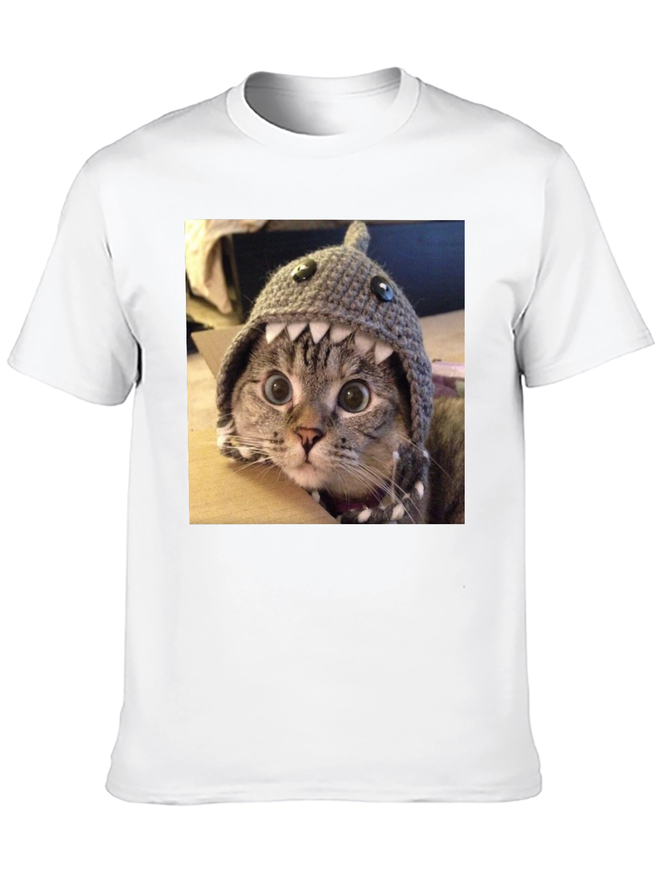 Funny Cat in Shark Hat T-Shirt