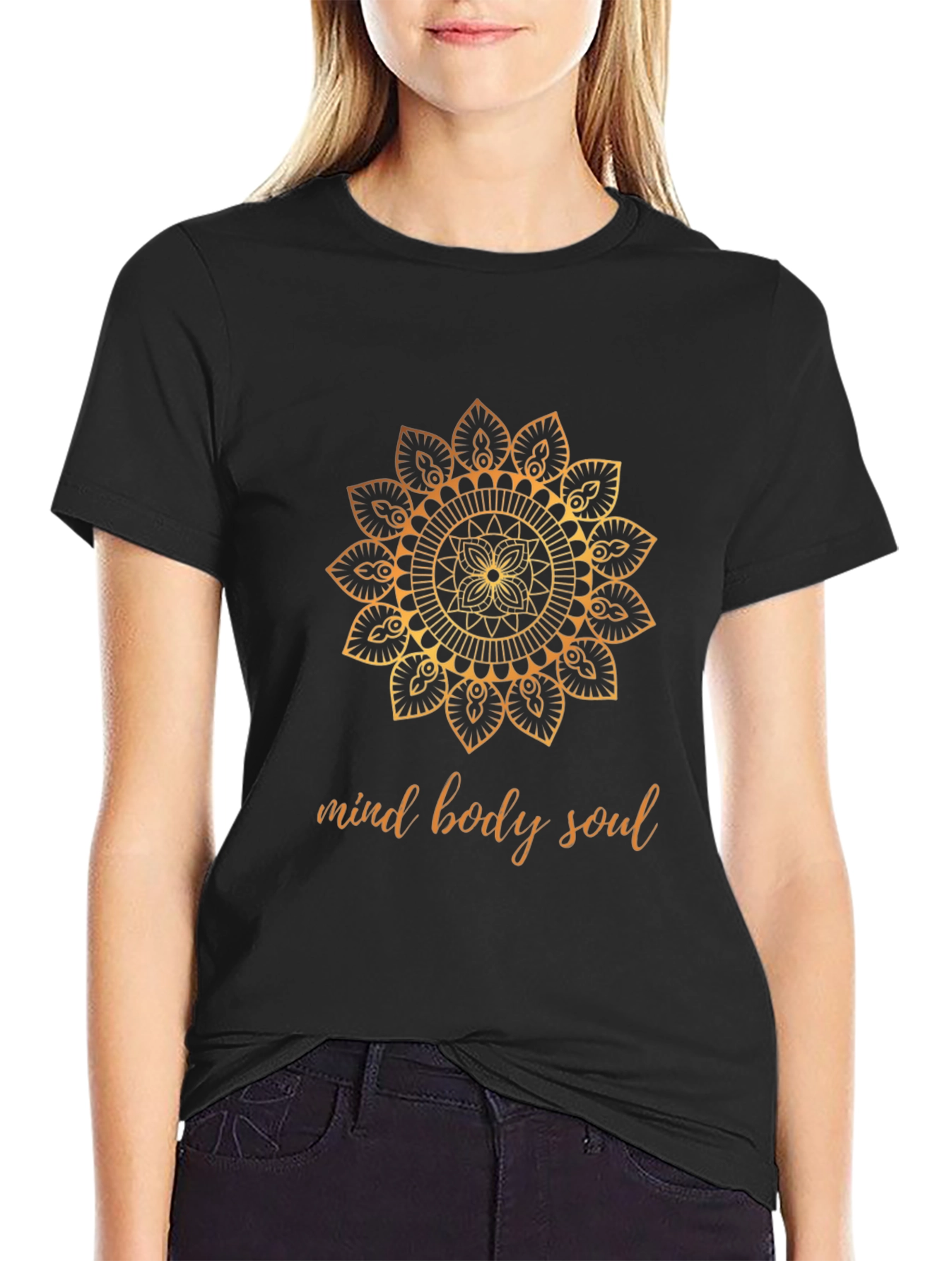 Mind Body Soul Graphic Tee - Black Cotton T-Shirt