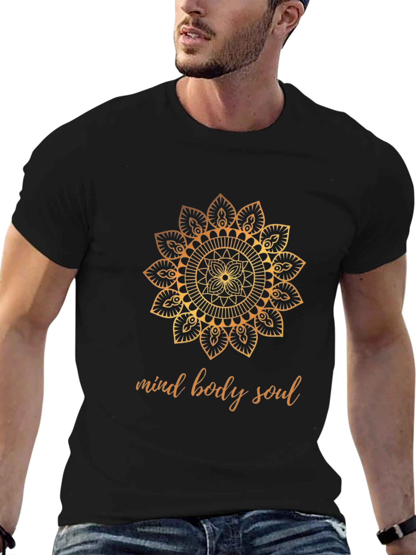 Mind Body Soul Graphic Tee - Black Cotton T-Shirt