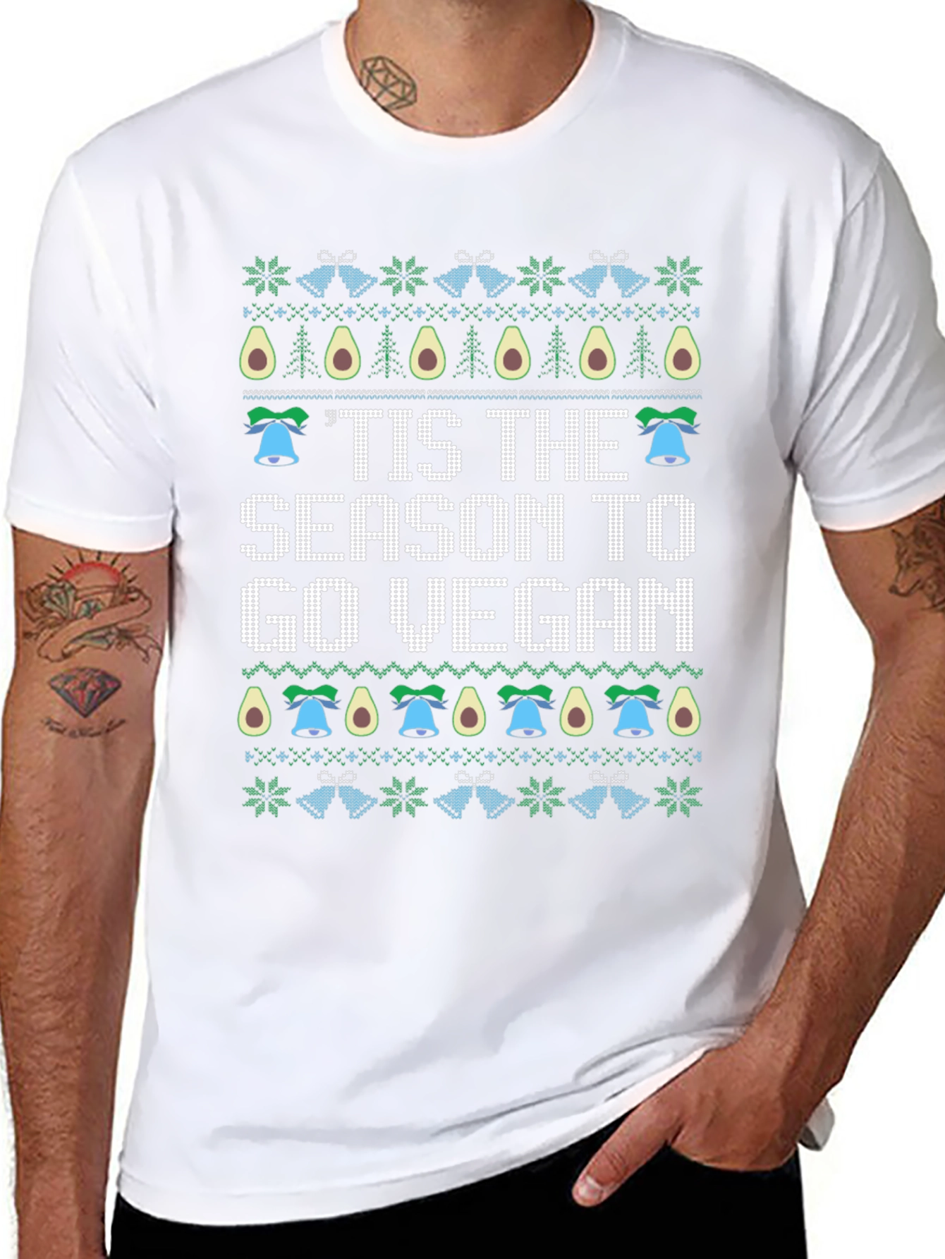 Tis the Season Go Vegan Christmas Ugly Sweater T-Shirt