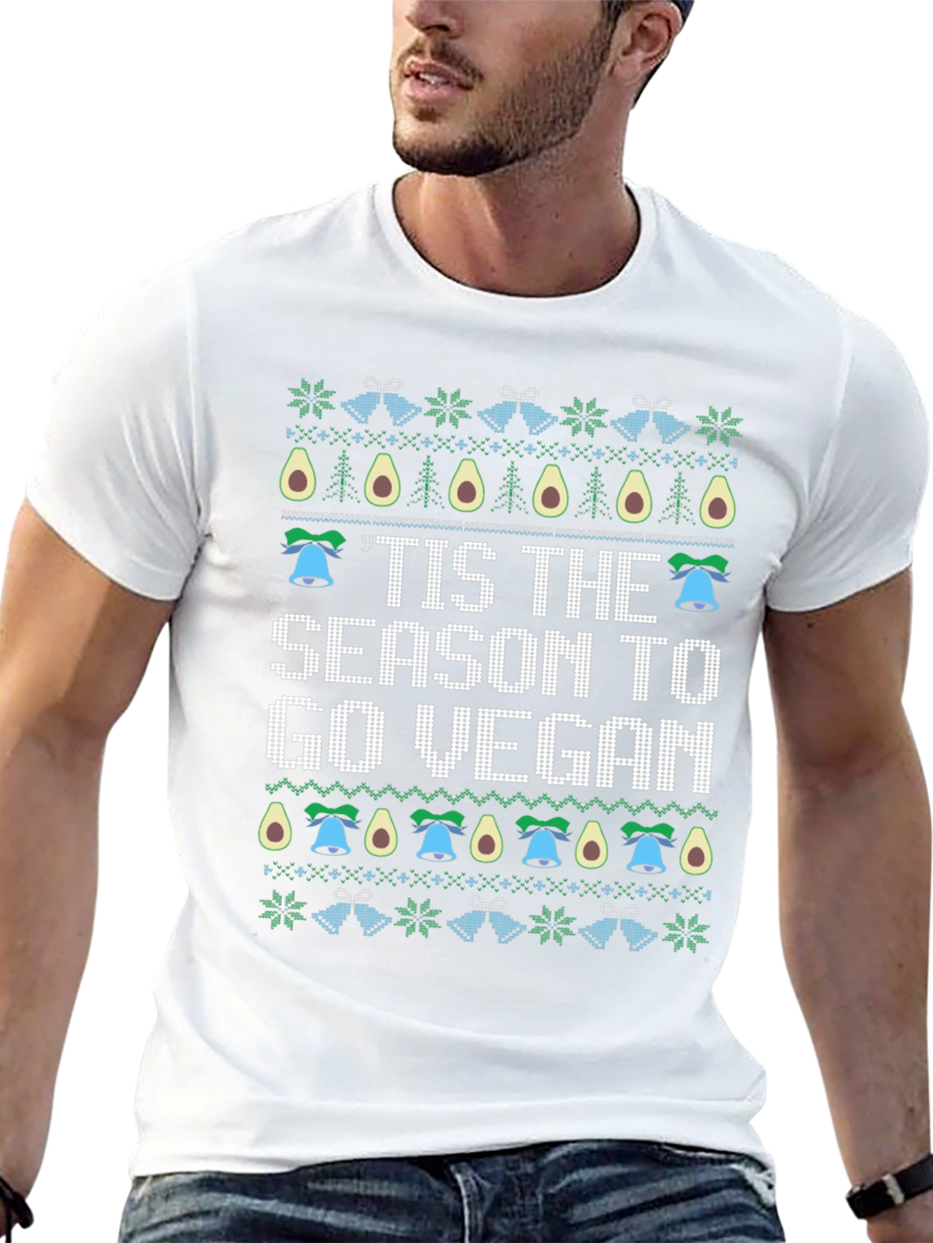 Tis the Season Go Vegan Christmas Ugly Sweater T-Shirt