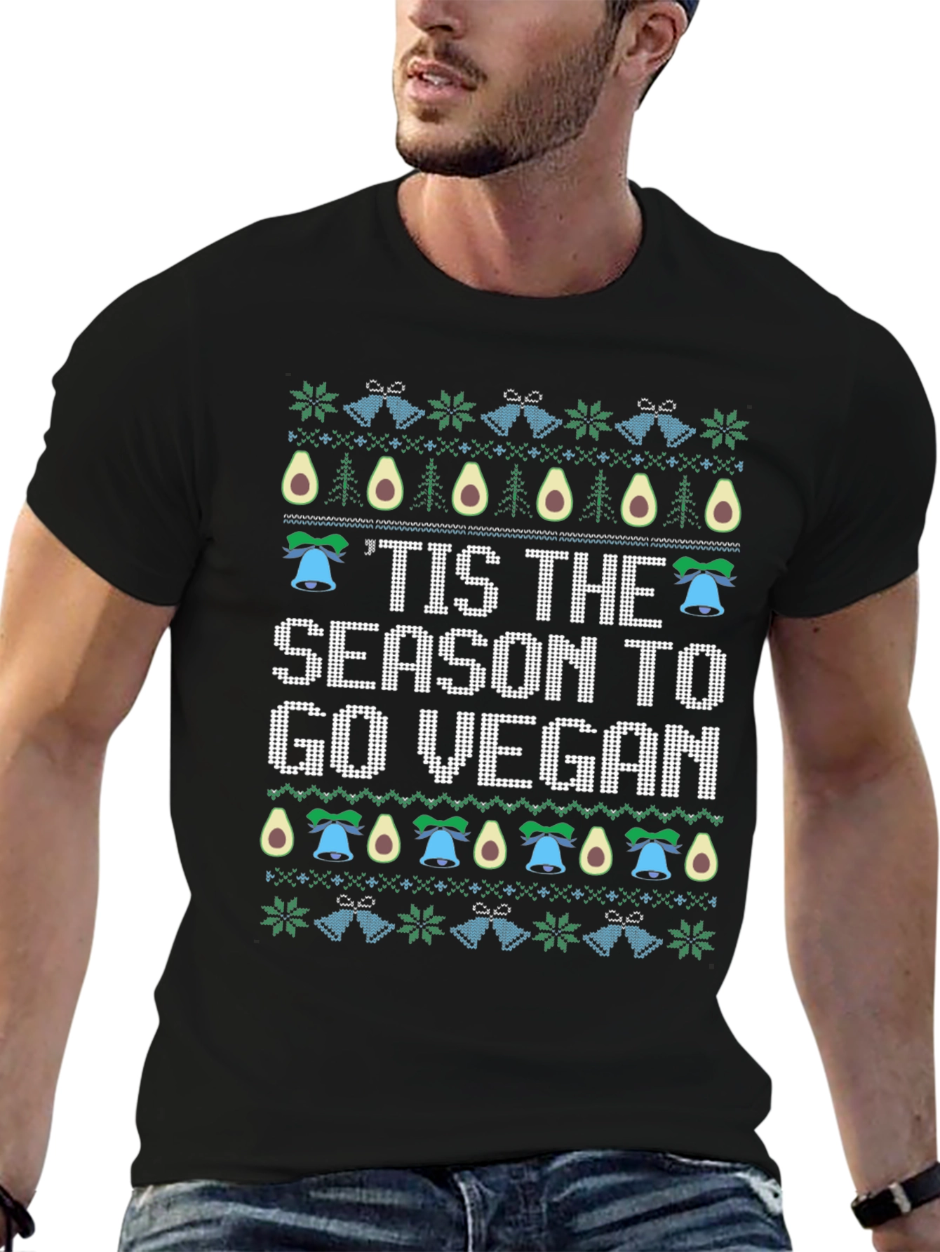 Tis the Season Go Vegan Christmas Ugly Sweater T-Shirt