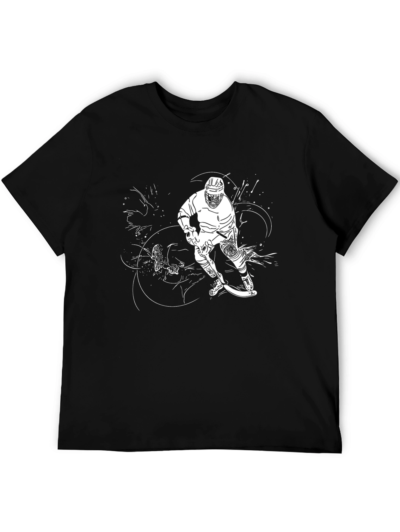 Hockey Player Graphic Black T-Shirt