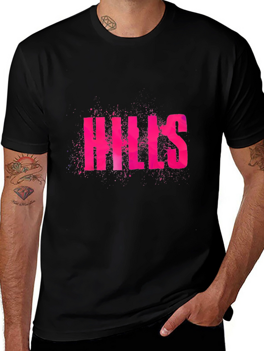 Hills Graphic Tee - Black Cotton Casual T-Shirt