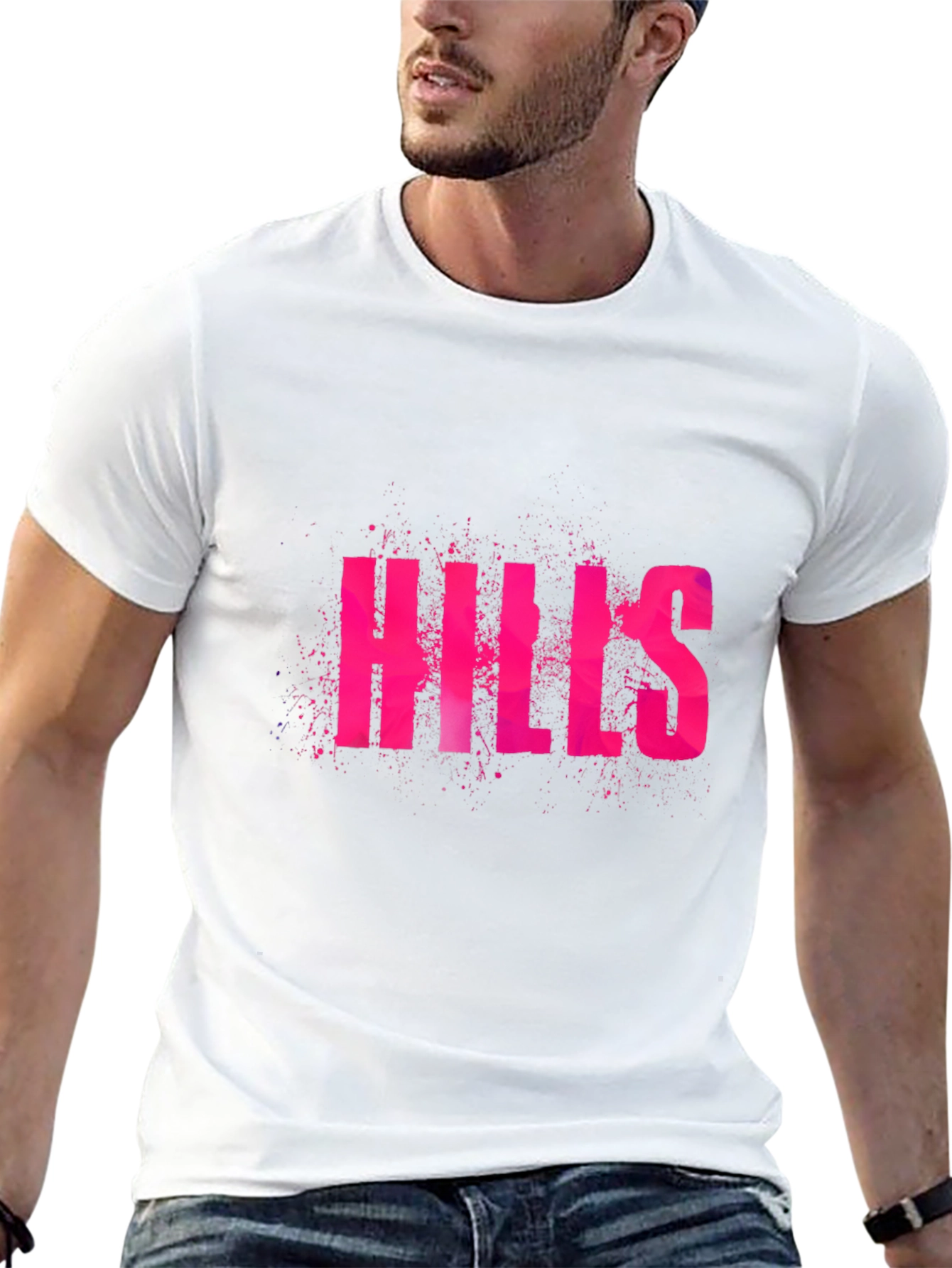 Hills Graphic Tee - Black Cotton Casual T-Shirt